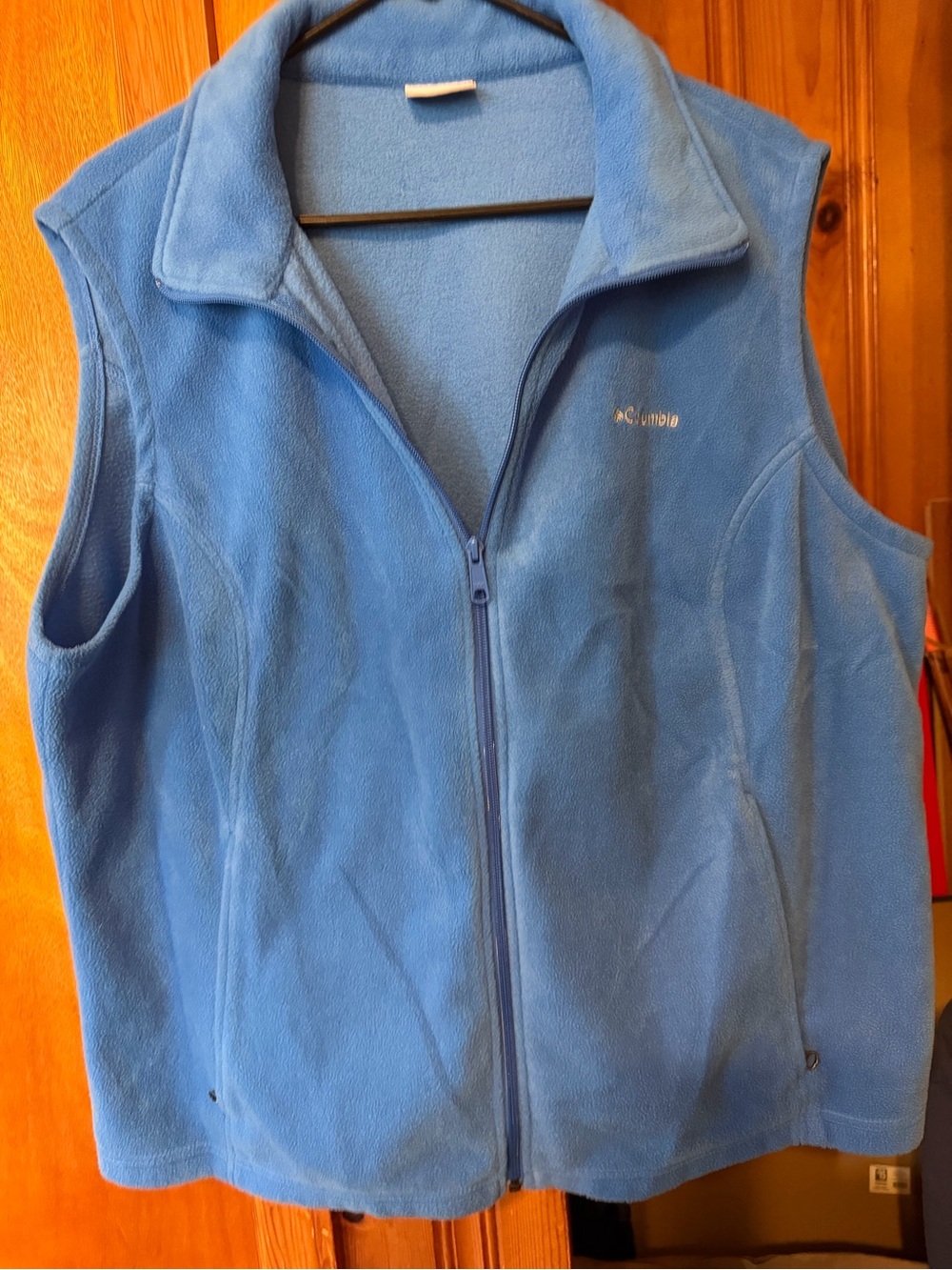 Columbia Blue Fleece Vest with Logo Tag